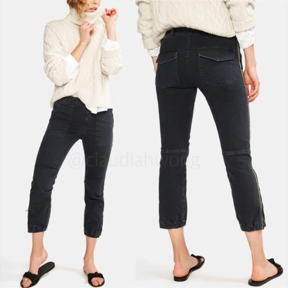 Nili Lotan Charcoal Black Lace up Waist Ankle Zip Jogger Pants Womens Size 0